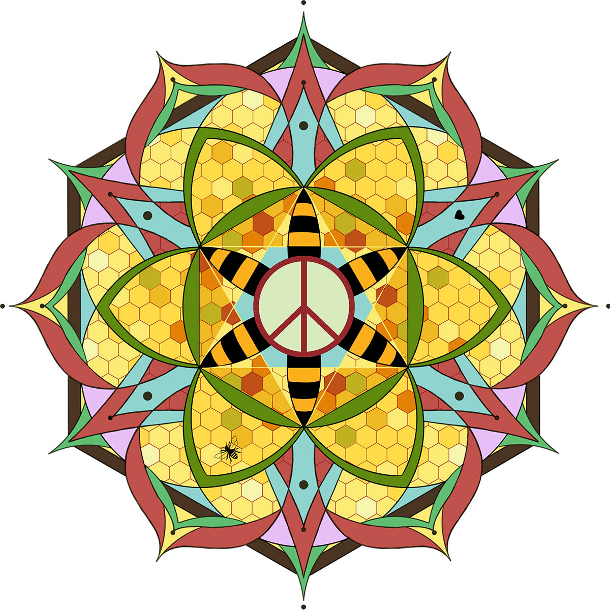 Bees Mandala Open Edition Paper Print